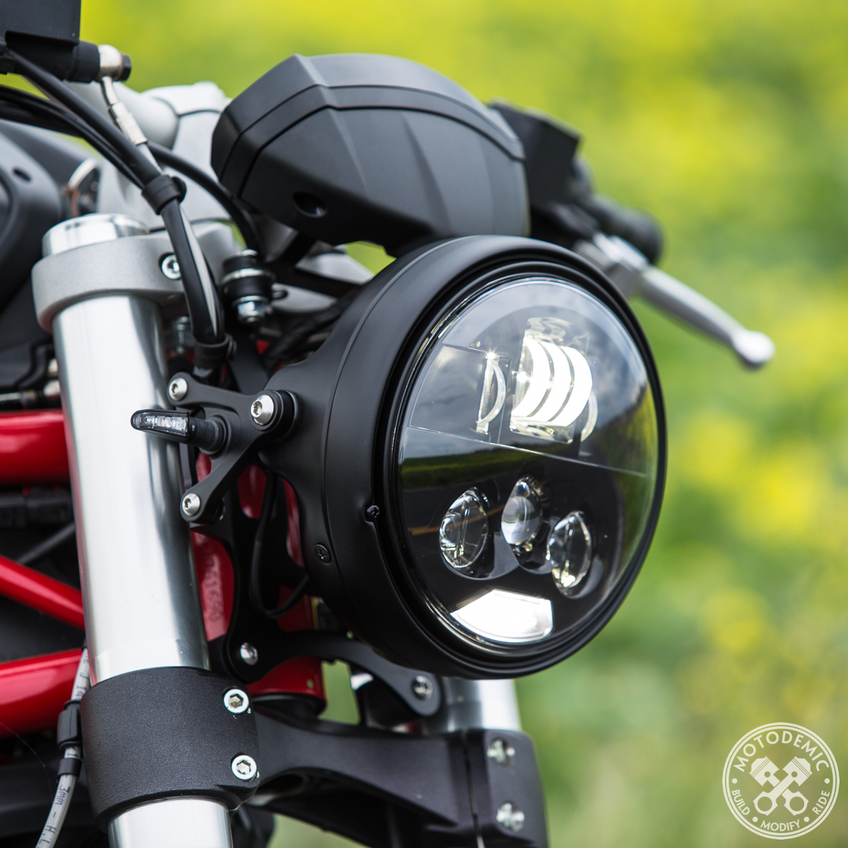 LED headlight for Ducati Scrambler Full Throttle - Round motorcycle optics  approved